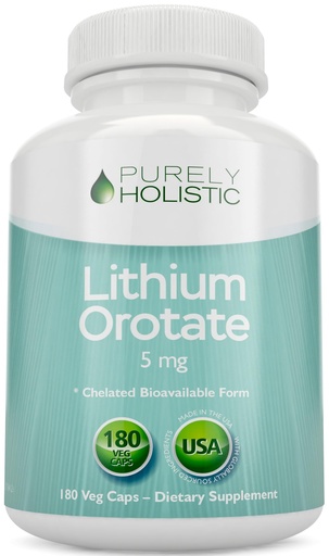[BRSWGBQ6CIFWYFLK] Lithium Orotate 5mg, 180 Vegetarian Lithium Capsules, Supplement Lithium Orotate 5mg, 180 Vegetarian Lithium Capsules, Helps Maintain Healthy Mood, Behavior Memory and Wellness