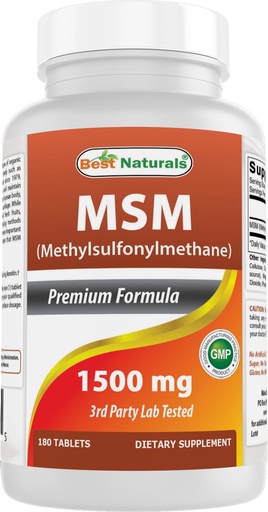 [BRSWIGIHAF5B6FTU] Best Naturals MSM 1500 mg 180 Tablets