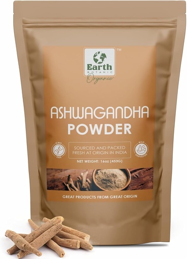 [BRSRAZIRDJ5QECTV] Ashwagandha Root Powder 453g (16 oz) - Non GMO & Gluten Free - Withania Somnifera Sourced from India (Pack of 1)