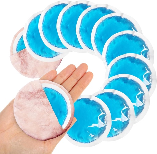 [BRSRO2Y2ABYA4CIV] Small Round Ice Packs for Injuries, 12 Pack Soft Cosmetic Ice Packs for Face, Reusable Hot Cold Gel Pack Circular Cold Compress with 2 Wrap for Pain Relief, Toothaches, Breast Surgery, Wisdom Teeth