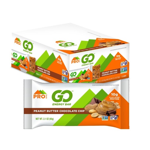 [BRSRAAQDA4NR62T4] PROBAR - GO Energy Bars - Peanut Butter Chocolate Chip - Gluten-Free, Non-GMO, Whole-Food Ingredient Snack Bars (12 Count)