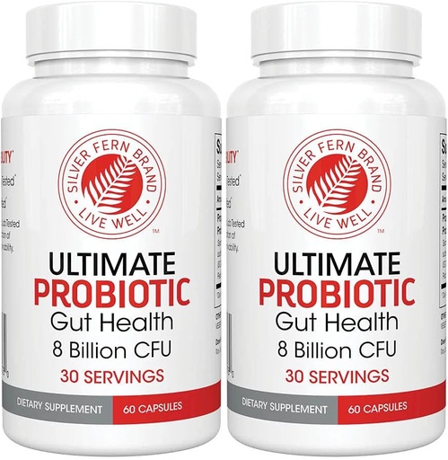 [BRSWKFIYCAIRMCDI] Silver Fern Ultimate Probiotic 2-Pack – Probiotics for Women & Men – 8 Billion CFU Spore-Forming Gut Health Supplement – DNA Verified, Vegan Probiotic, Shelf-Stable, High Survivability – 120 Capsules