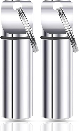 [BRSRAGL7OUMBGFI4] Keychain Pill Holder - Stor kapasitet vanntett reisepille Arrangør Pill Container for tabletter, kapsler - holdbar reisevennlig pille tilfelle for purse Mini Pill Case (Silver)