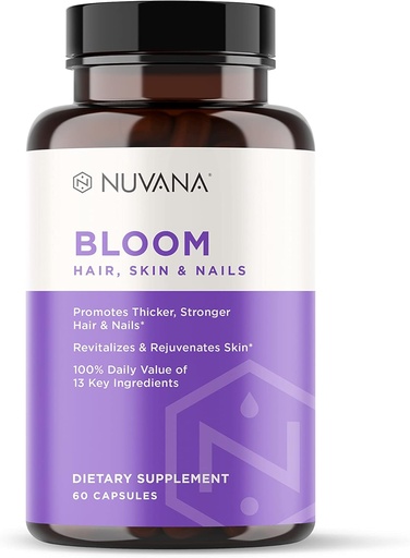 [BRSWYZI6CIBRU3Q3] Bloom Biotin 5000mcg B7 for Healthy Hair Growth, Supports Hair Loss, Beautiful Skin & Strong Nails with Hyaluronic Acid, Collagen, Folate, Vitamin E, A, B6 | Made in USA