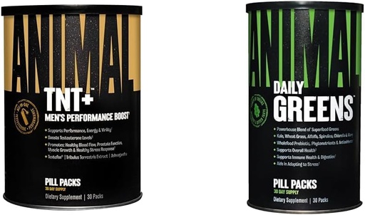 [BRSRAYYYBEBRAFDX] Animal TNT+ Test Booster, Prostate & Stress Support Greens Chlorophyll, Spectra, Prebiotic, Probiotic for Gut & Immune Health, 30 Count
