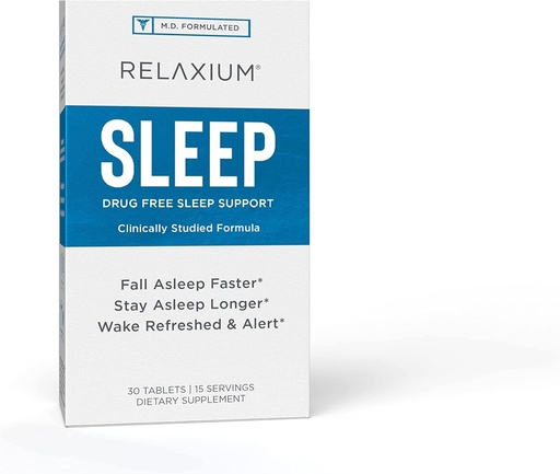 [BRSRMZT7AQORACQZ] Relaxium Sleep Aid, 15 Servings, Non-Habit Forming, Dietary Supplement for Better Sleep, Drug-Free, Stress Relief, with Magnesium, Melatonin, GABA, Chamomile, Made in USA (30 Tablets)