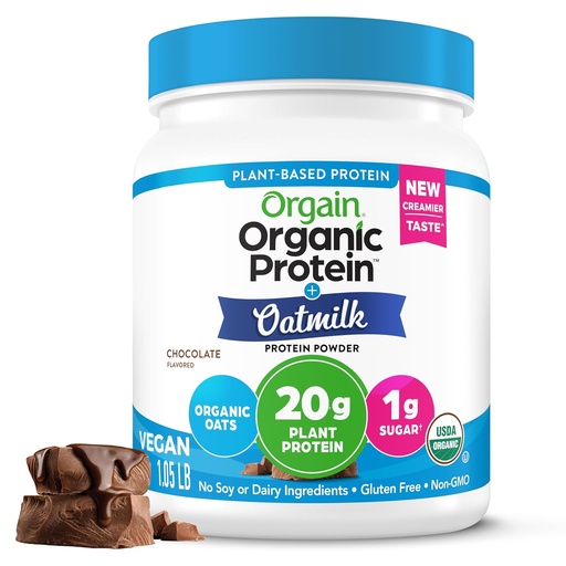 [BRSW2ZAQCIHA2H3D] Orgain Organic Vegan Protein Powder + Ovsené mlieko, Čokoláda - 20g Plant Based Protein, Gluten Free, No Dairy, Soy alebo Laktóza zložiek, Nízky cukor, Non-GMO, Kosher, Pre Shakes & Smoothies - 1.05lb