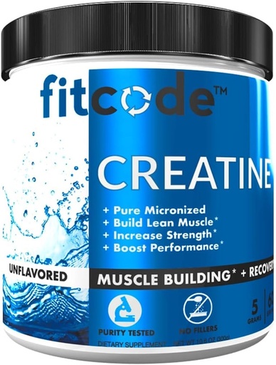 [BRSWGHAZDN5QKETO] fitcode Creatine Monohydrate 5 Grams of Pure Micronized Creatine Monohydrate for Muscle Building, Recovery, Strength & Stamina, Unflavored Powder, 60 Servings