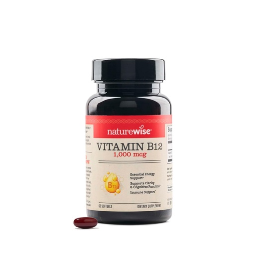 [BRSROGQCBAHBAALJ] NatureWise Vitamin B12 1000 mcg - Dietary Supplement for Supporting Energy Metabolism, Mental Clarity, Nervous System Health - Easy-to-Swallow, Soy & Gluten-Free, Non-GMO - 60 Softgels[60-Day Supply]