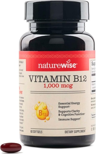 [BRSROGQCBAHBAALJ] Vitamina B12 1000 mcg - Integratore alimentare per il Metabolismo Energetico Sostenibile, Clarity Mentale, Salute del Sistema Nervoso - Easy-to-Swallow, Soy & Gluten-Free, Non-GMO - 60 Softgels[60-Day Supply]