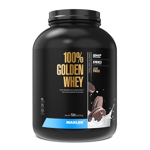 [BRSWECQYPMBRGGQZ] Maxler 100% Golden Whey Protein - 24g of Protein per Serving - Whey Protein Powder for Pre Post Workout - Fast-Absorbing Whey Concentrate, Isolate & Hydrolysate Blend - Cookies & Cream 5 lb