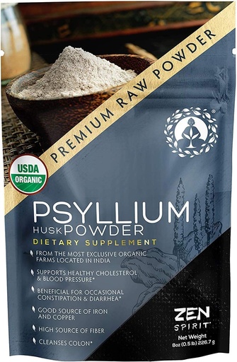 [BRSWYBT7C4MGYYL7] Organic Psyllium Husk Powder - Premium Indian Natural Opløselig Fiber Supplement, Natural Laxative, Perfect Colon Cleanser & Body Detox - Gluten Free, Vegan & Keto Friendly (8oz)