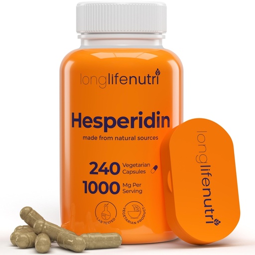 [BRSROBQPCQFQ2YDF] Hesperidin 1000mg, 240 Capsules (4 Month Supply), Supports Cardiovascular Health, Blood Pressure & Circulation, Immune Support, Potent Antioxidant & Vascular Function Benefits, Made in USA
