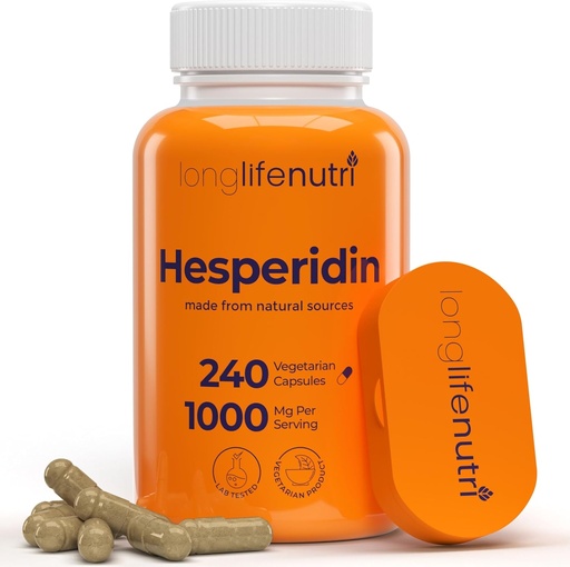 [BRSROBQPCQFQ2YDF] Hesperidin 1000mg, 240 cápsulas (4 mes de suministro), soporta la salud cardiovascular, la presión sanguínea " Circulación, soporte inmunológico, antioxidante potencial " Beneficios de la función vascular, hechos en EE.UU.