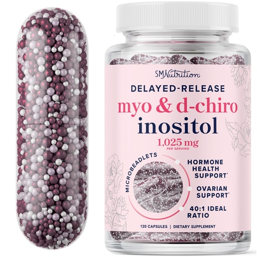 [BRSRAZAKOJ6Q2EQV] Myo-Inositol & D-Chiro Inositol for Hormone Balance for Women | Microbeadlets to Regulate Menstrual Cycle & Support Ovarian Health | 40:1 Ratio Myo & D Chiro | Non-GMO | 120 Ct (1 Month Supply)