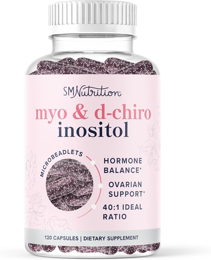 [BRSRAZAKOJ6Q2EQV] Myo-Inositol & D-Chiro Inositol para o equilibrio hormonal para as mulleres | Microbeadlets para regular o ciclo menstrual e apoiar a saúde ovárica | 40:1 Ratio Myo & D Chiro | Non-GMO | 120 Ct (2 Mes de subministración)