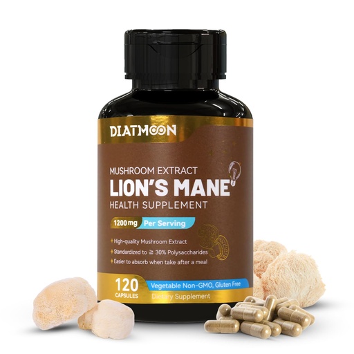 [BRSRAZALOQFBO3DU] Lions Mane Supplement Capsules, Lion Mane Mushroom 1200mg, Brain & Immune Support, Non-GMO, Non-Gluten, Vegan-Friendly, Lion’s Mane Powder, 120 Count