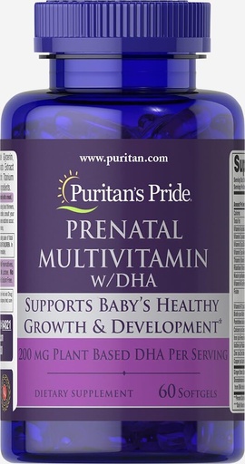 [BRSWGEABOECRYYDO] Prenatal Multivitamin with DHA, Supports Baby's Growth and Development**, 60 Softgels, by Puritan's Pride®