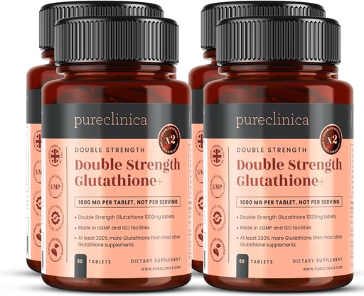 [BRSWKZAMO4OGK23O] Glutathione 1000mg x 240 Tablets (4 Bottles of 60)- w/500mg Glutathione, 300mg ALA, and 200mg VIT C per Tablet
