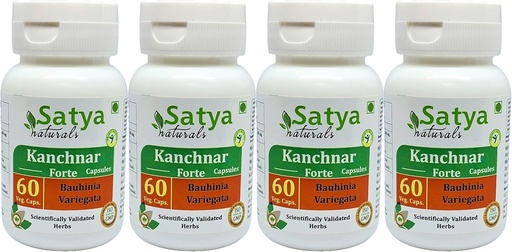 [BRSRA2QCOIPQODL4] Kanchnar Forte Kapseln 500 mg. 60 Veg. Kapsel | Kanchnar (Bauhinia Variegata) Extrakt Kapseln für Männer und Frauen | Ayurvedische Kräuterergänzung / Heilmittel | 10:1 Forte (4 Flaschen von 60 Kapseln)