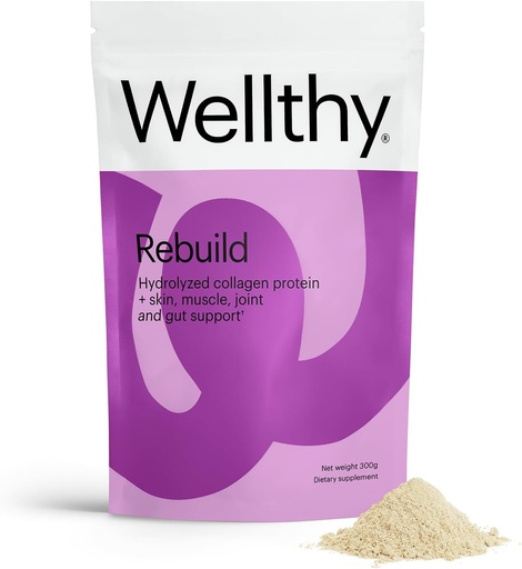 [BRSWGZARCJ4GCCLU] Wellthy Collagen Peptides Protein Powder - Grass Fed Hydrolyzed Collagen for Hair Growth, Skin, Nails, Gut and Joint Support - 20,000mg Collagen & 18g Protein | Unflavored (15 Servings)