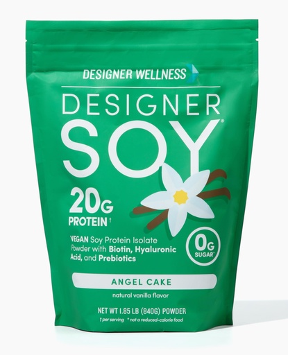 [BRSRAY37BB6BQD3V] Designer Wellness, Soy Isolate Protein Powder with Biotin, Hyaluronic Acid, and Prebiotics, Vegan, 0 Sugar, Non-GMO, Angel Cake Vanilla, 1.87 lb