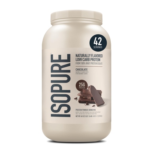 [BRSWIYA5AR5AKCIZ] Isopure Low Carb 100% Pure Whey Isolate Protein Powder, Lactose Free, Gluten Free, with Vitamins, Chocolate, 25g Protein Per Serving, 3 Lbs, 42 Servings (Packaging May Vary)