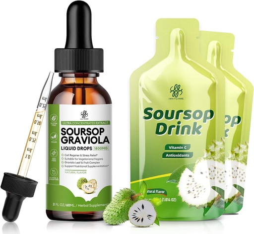 [BRSRAHY5OB4GYELF] iMATCHME Soursop Graviola Liquid Drop, Soursop Drink for Cell Support & Regeneration, Immune Boost, Digestive