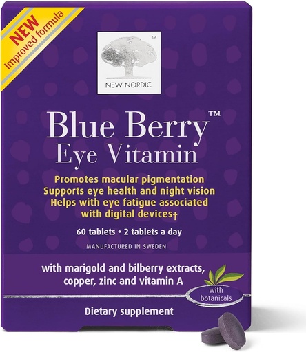 [BRSWIYIPAR6GKA3G] NEW NORDIC Blue Berry Eye Vitamin Lutein Supplement with Zinc, Supports Macular Pigmentation, Eye & Vision Function, 60 Tablets (Pack of 1)