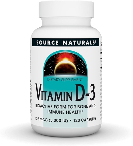 [BRSWIYILOUHREEY3] Source Naturals Vitamin D-3 Bioactive Form for Bone & Immune Health* 5000 iu - 120 Capsules