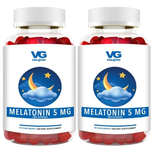 [BRSW2A34BACWCG3A] VITA GLOBE Melatonin Gummies 5mg, Sleep Aid Gummies, Non-GMO, Vegan and Sleep Aid Supplement, Supports Relaxation & Healthy Sleep Cycle, 50 Count Sleep Aid Gummy (Pack of 2)