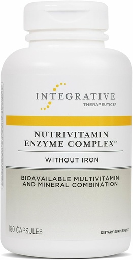[BRSWIY3YON4WMFI5] Complejo de Enzima NutriVitamin - Suplemento multivitamínico para soporte antioxidante* - Enzimas digestivas con nutrientes esenciales - sin lácteos - 180 cápsulas (60 piezas)