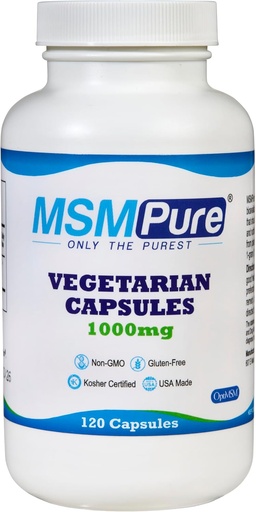 [BRSWYZARB4NQYELL] KALA HEALTH MSMPure MSM Vegetarian Capsules – 1,000 mg US-Sourced MSM per Capsule for Joint Health, Skin Appearance, Hair & Nail Support – 120 Count, Organic Sulfur