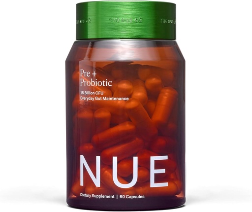 [BRSRMCQPBUFAAFDZ] The Nue Co. PREBIOTIC + PROBIOTIC Supplement, Supports Gut Health, Synbiotic and Spore Based, IBS Relief, Immunity, and Skin, Vegan, Gluten Free, 60 Capsules