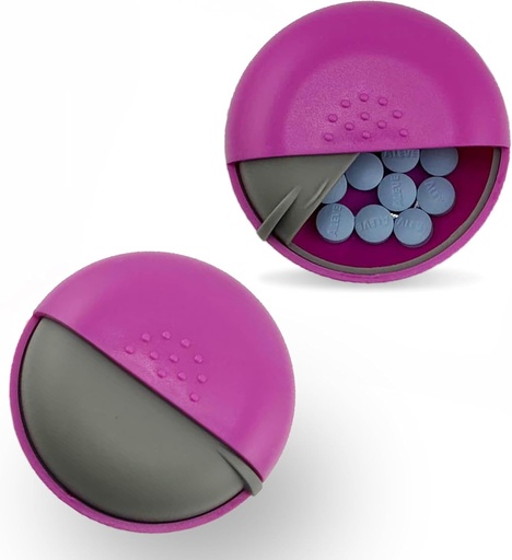 [BRSRAADQCJ7GGHQ2] Round Travel Pill Organizer - Portable Small Pill Box for Purse - Compact, Leak-Proof Medicine Container for Pills, Vitamins, Fish Oil, Supplements - BPA-Free, Durable Design, 2.75" (Pink)