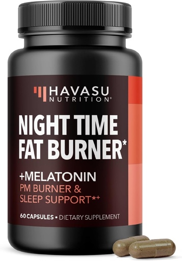 [BRSWGGAKAF6AYCYY] Night Time Fat Burner Cápsulas para Homens e Mulheres - Supressor de apetite para perda de peso com feijão branco do rim - 60 Contagem - Metabolismo Booster com melatonina para apoio ao sono - 2-Month Supply