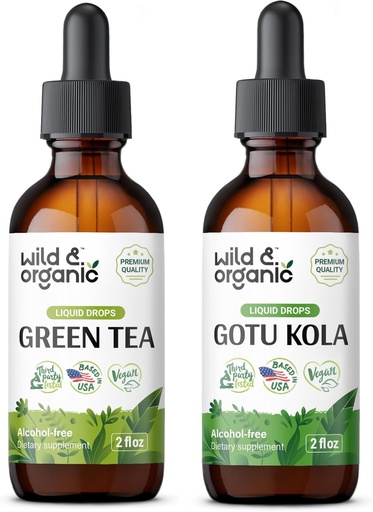 [BRSRAGA3DEDRAADD] ワイルド&オーガニックグリーンティー Tincture 2 fl oz & Gotu Kola Tincture 2 fl oz