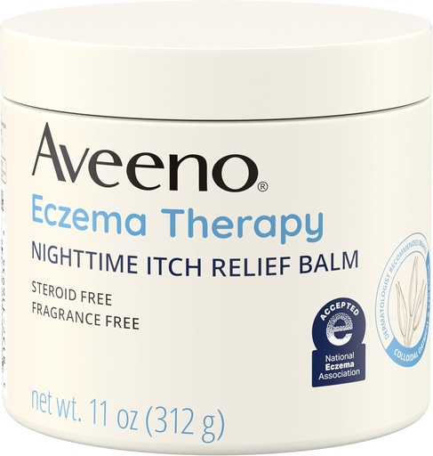 [BRSWKGQGBMFQGFTU] Aveeno Eczema terapi natttid klør relief Balm, Eczema krem for kroppen, moisturizing kolloidal havremel & ceramid formel, fragrance gratis, beroligende tørr kløe hud, 11 fl oz
