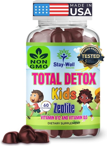 [BRSRAGD6B4NAACDU] Natural Zeolite Heavy Metal Detox Kids, Chewable Gummy, Micronized Zeolite, Total Body Metal Cleanse, Toxin Cleanse, Non-GMO, 60 Mixed Berry Gummies