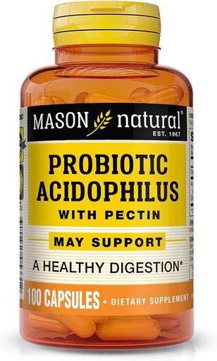 [BRSWIYY6OEHGOE32] Mason Natural Acidophilus with Pectin Capsules, Digestive Aid - 100 Ea