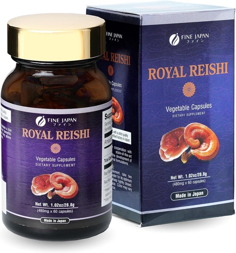 [BRSROY3ROQHGY33J] FINE JAPAN Organic Reishi Mushroom Capsules-Organic Mushroom Extract Supplement to Boost Your Immune System Health Dynamic Mushroom - 60 Capsules