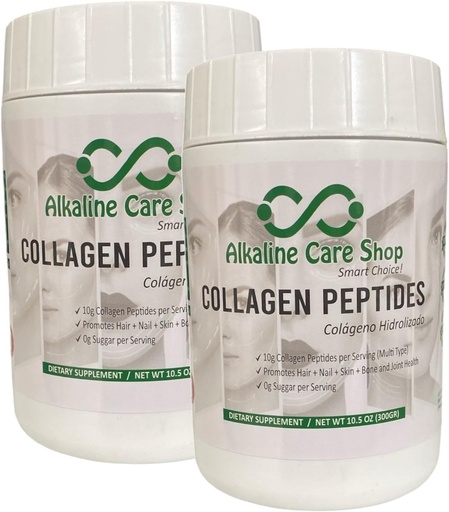 [BRSRAFQQDMJROYA7] Alkaline Care | Hydrolyzed Collagen Peptides for Women & Men | Multi-Type Unflavored Collagen Powder for Hair, Bones, Skin, Nails & Joints |10g Collagen Peptides per Serving | Set of 2 | 21Oz (600g)