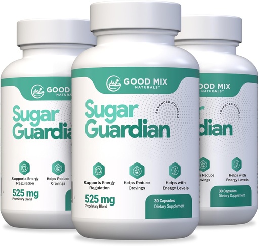 [BRSRAAQDCRYRYDLK] Sugar Guardian Herbal-Based Solution Supplement | 525mg 30 Powder Capsules - 3 Month Supply | Plant Ingredients - Non GMO - Made in USA - 3 Pack