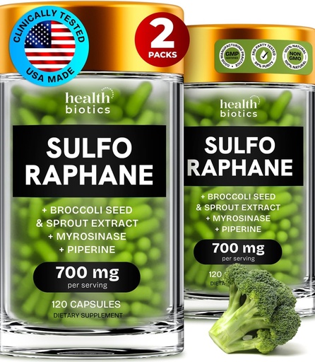 [BRSRAGDQB4HWGGQ6] Sulforaphane Supplement Organic Broccoli Sprouts | Stabilized Sulforaphane Kids & Adult | from Broccoli Florets & Seeds | Organic Sulfur Supplements 240 Pills | 2 Packs