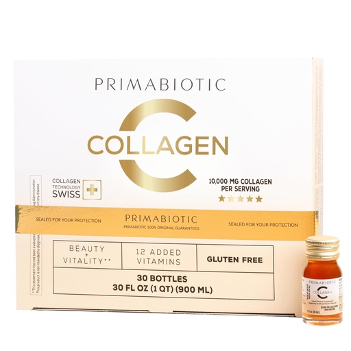 [BRSROAD7DMCGO3TA] PRIMABIOTIC Liquid Collagen Beauty - 10000 mg per Serving - Hydrolyzed Collagen + 12 Vitamins – Gluten Free – Pack of 30 x 1 fl oz (30 mL) Bottles