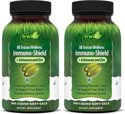 [BRSWIYYOOQMBYHDC] Irwin Naturals Immuno-Shield - 100 液态软胶,包2 - All Season Wellness for body's Natural Defense System - 32 总服务
