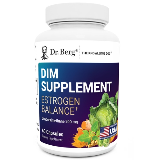 [BRSROZT7CQHGEFD5] Dr. Berg DIM Supplement Estrogen Balance - Original Estrogen Supplement for Women with Diindolylmethane for Menstrual Symptoms & Menopause Relief & Black Pepper for Enhanced Absorption - 60 Capsules