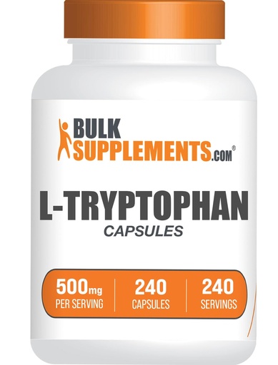 [BRSROGI6B4BGMYA7] BulkSupplements.com L-Tryptophan Capsules - Tryptophan Supplement, L-Trptophan 500mg - Amino Acid Supplement, Gluten Free - 1 Capsule per Serving, 240 Capsules (Pack of 1)