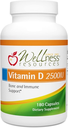 [BRSWI2Q3AQAAAA3O] Wellness Resources Vitamin D - 2,500 IU Soy-Free Vitamin D3 (180 Veggie Capsules)