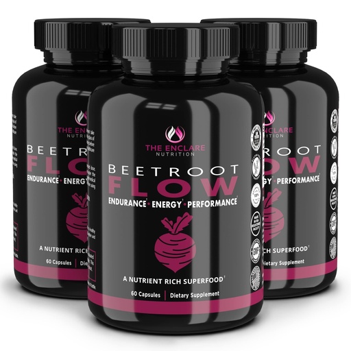 [BRSRMFQQCINQKDQY] THE ENCLARE NUTRITION Beet Root Powder Capsules, Beetroot 1300mg. Nitric Oxide Supplements for Men, Supports Gut Health for Women, Energy, Brain, Athletic Performance, Heart Health Non GMO 180ct (3)
